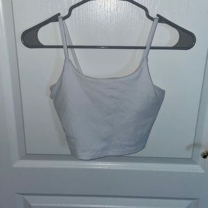 White cropped tank w/ built in sports bra